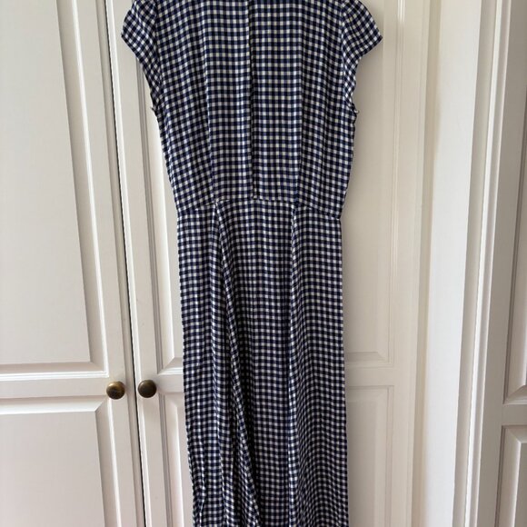 Reformation Fauna Blue Gingham Midi Dress Size 6 - Picture 4 of 6